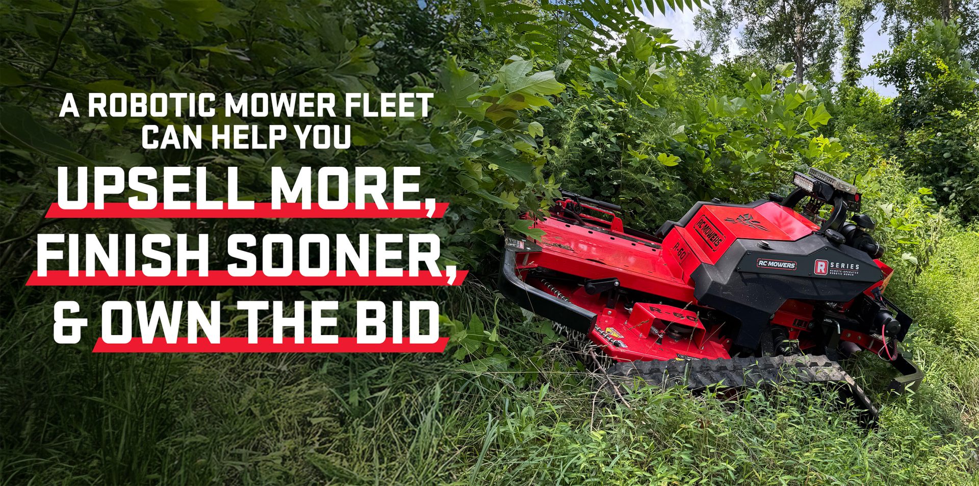 R Series machine mowing heavy brush